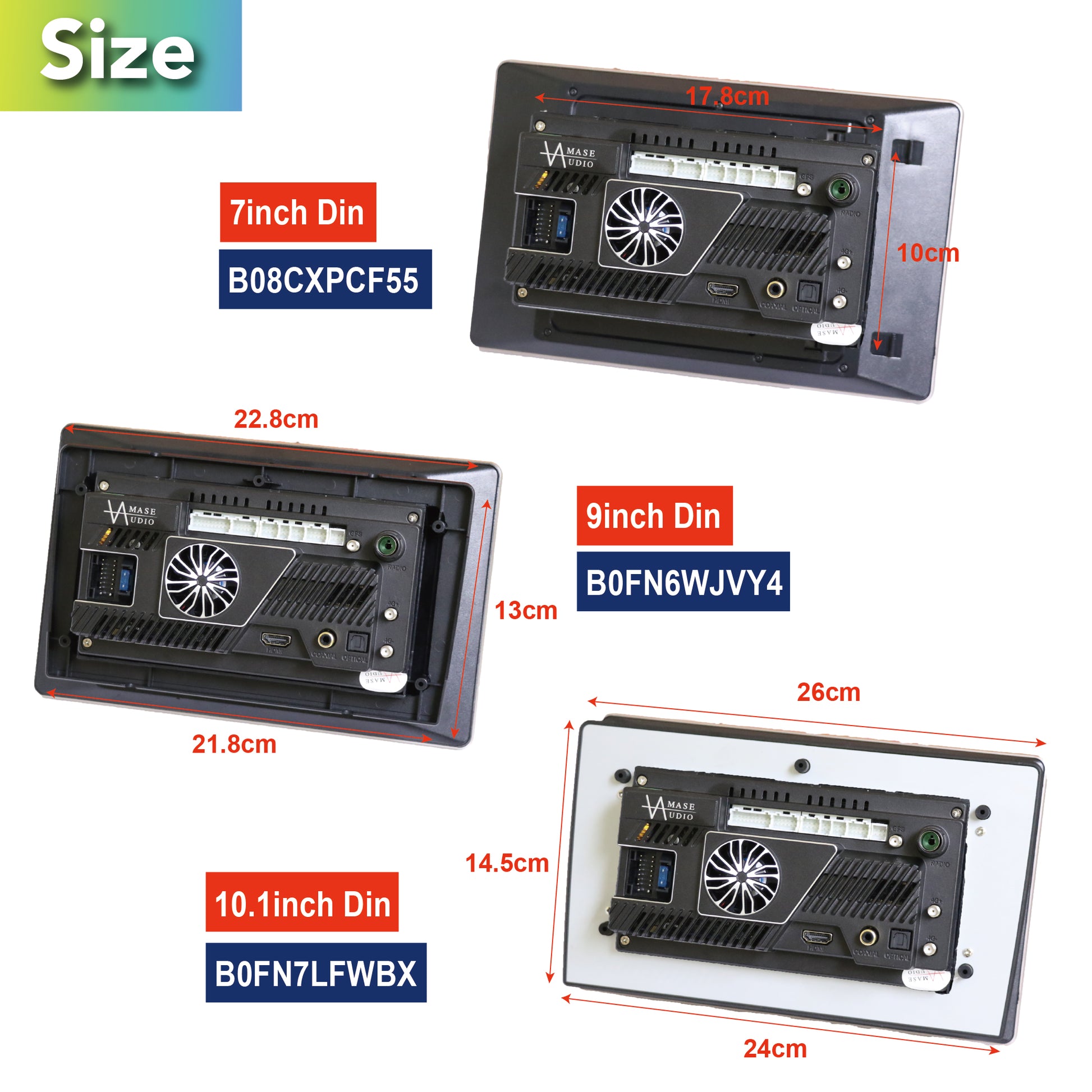 Universal Android 14 car radio, 10.1 inch Electric screen, Octa Cores(4+64GB), Wireless Carplay, DSP+